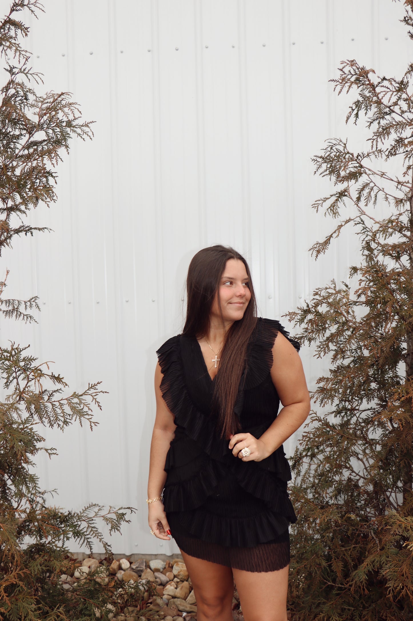 Ruffle Me Up Dress in Black
