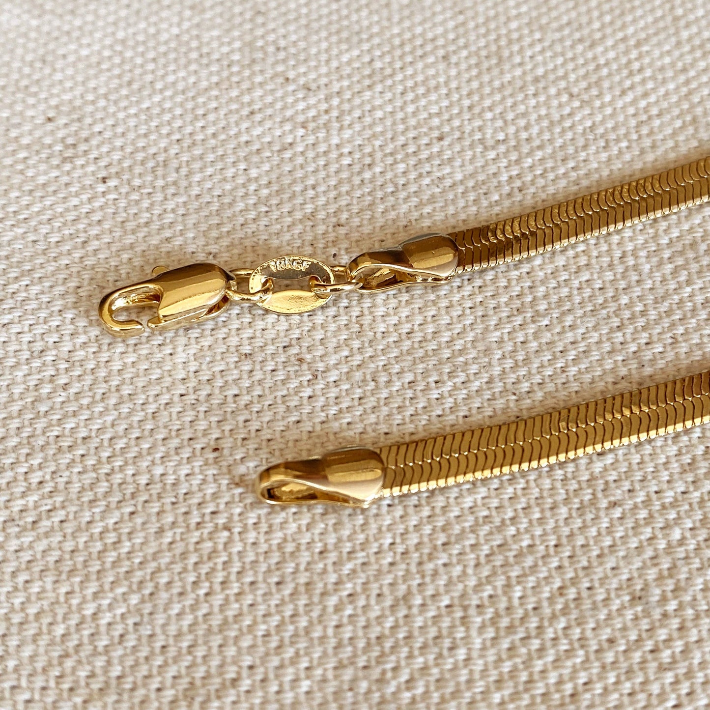 18k Gold Filled 4.0mm Thickness Herringbone Chain Necklace : 18 inches
