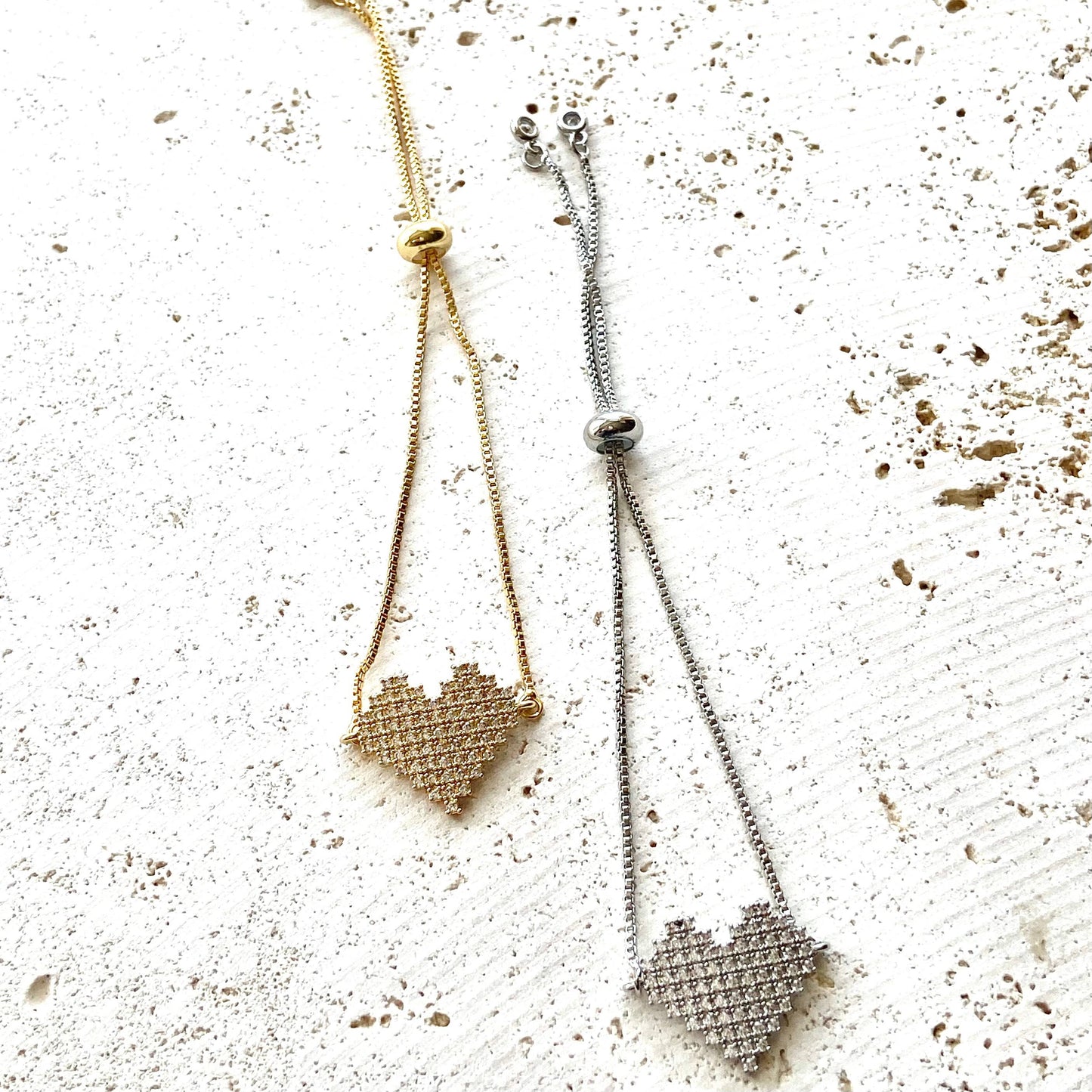 Valentine heart slider bracelet boutique salon love gift: Gold