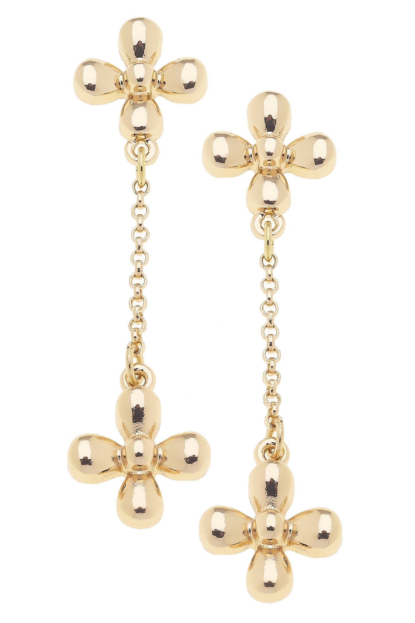 Camila Tiny Cross Chain Earrings in Shiny Gold