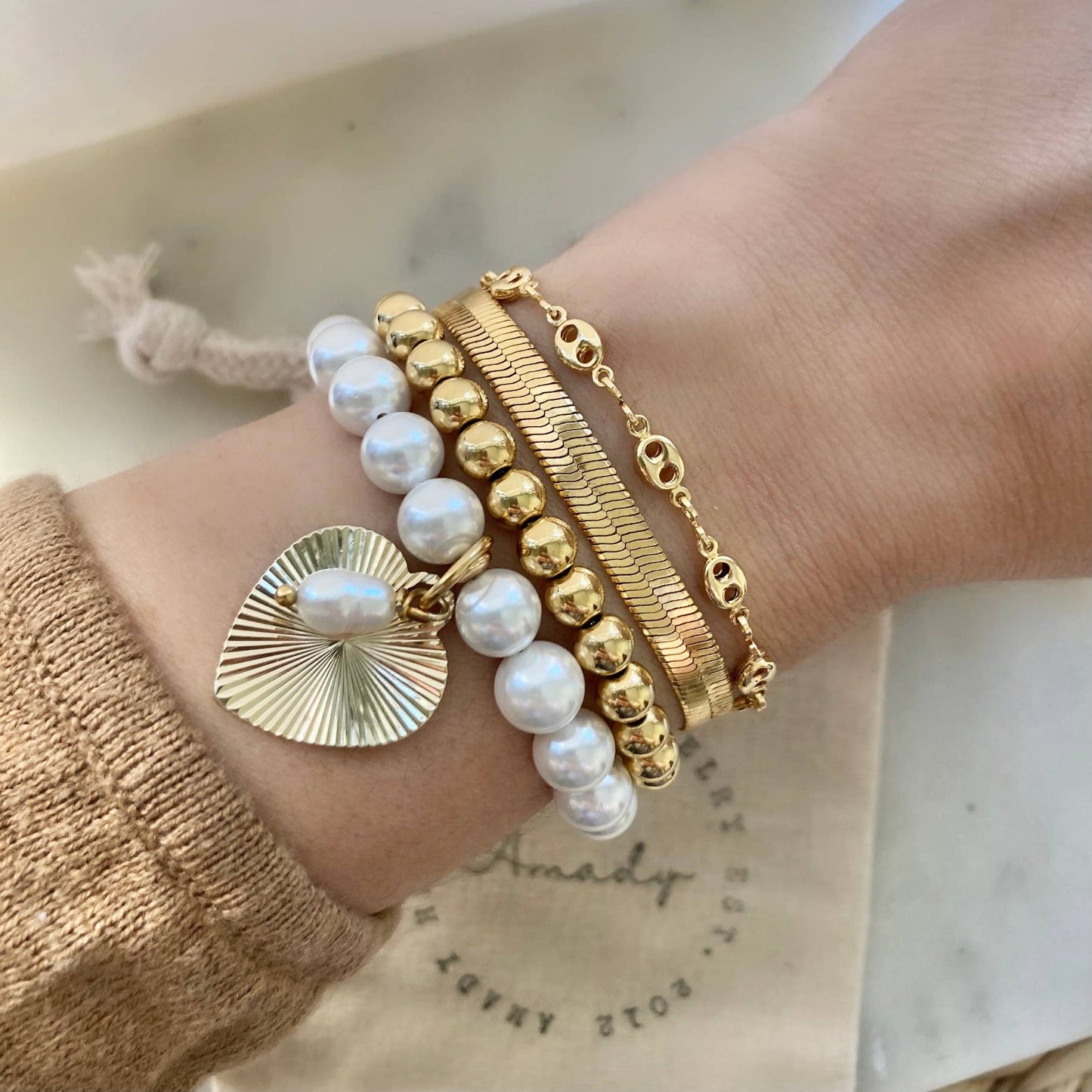 Flat Snake Chain Herringbone Bracelet 14K gold filled: 5mm thick