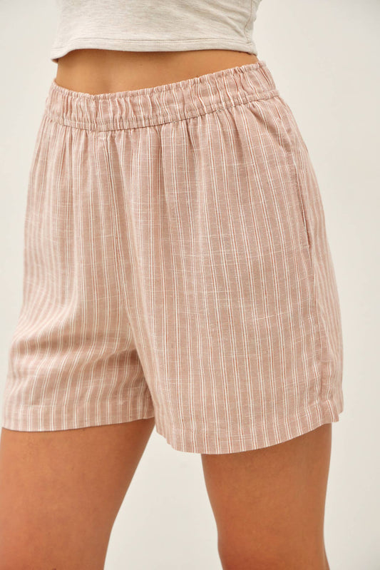 Linen Blend Shorts- Hazelnut