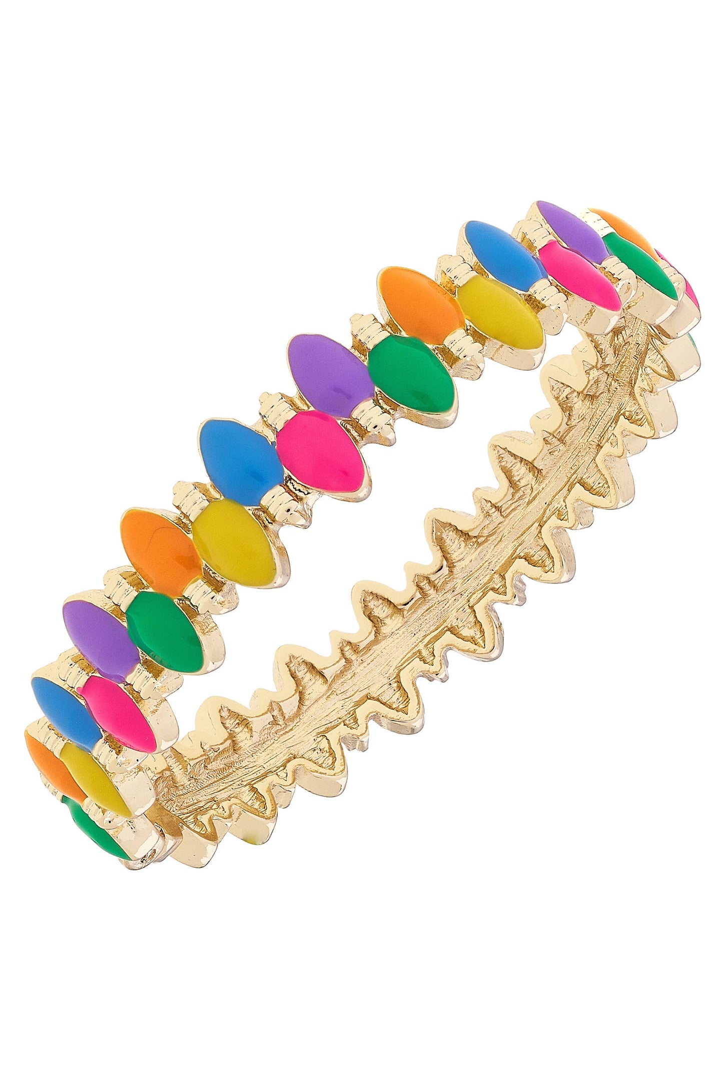 Christmas Lights Enamel Hinge Bangle in Multi