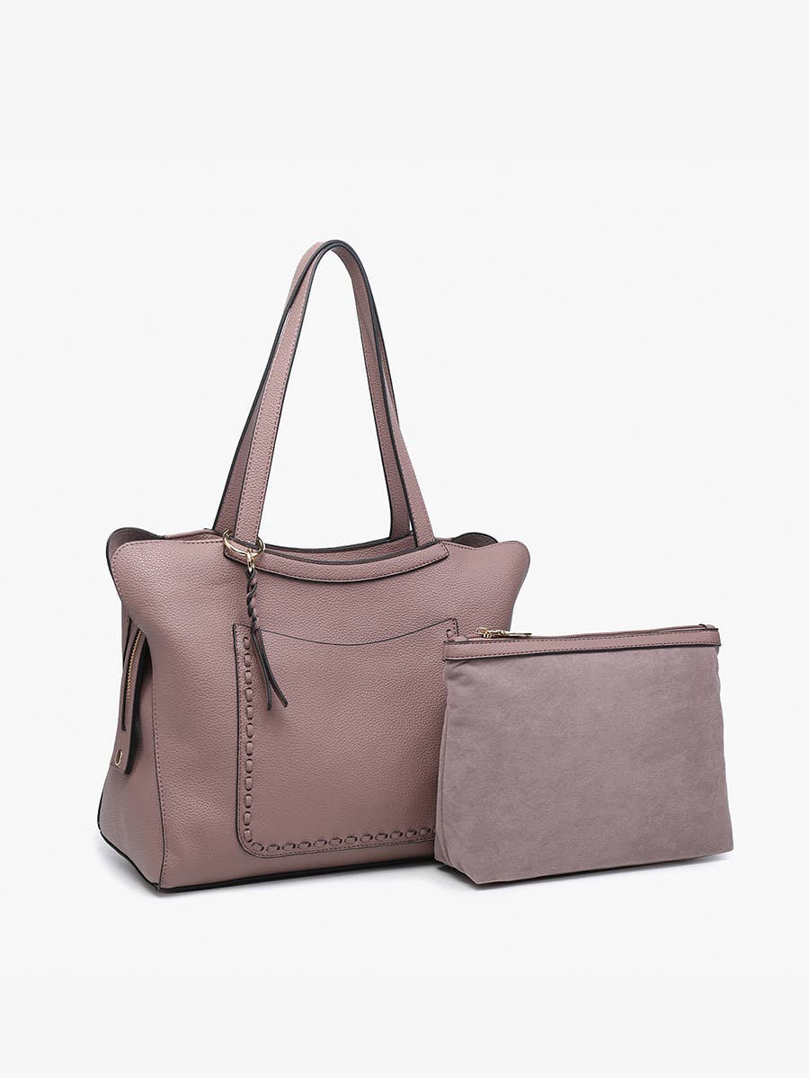 Hunter Pocket-Front Distressed Tote: Dark Mauve