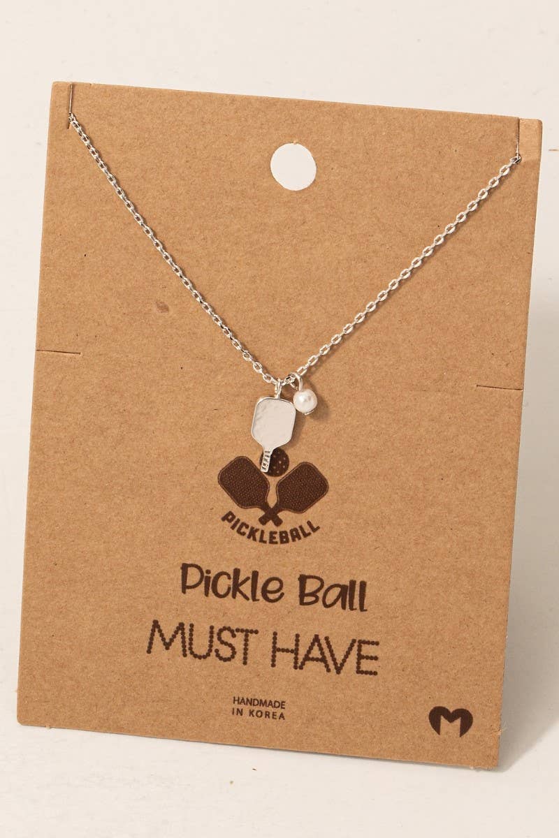 Gold Dipped Pearl Pickle Ball Pendant Necklace