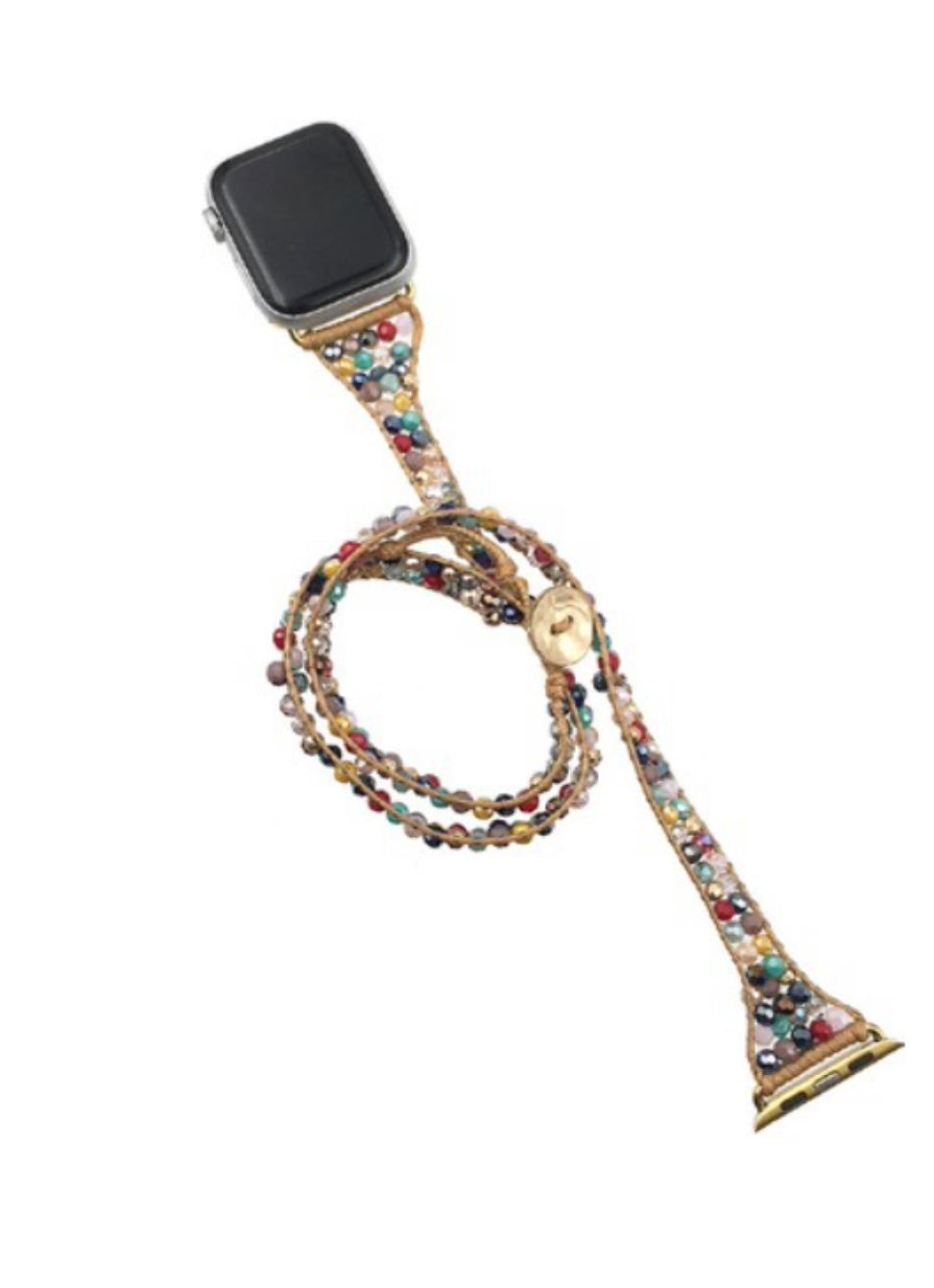 Glass beads watch band