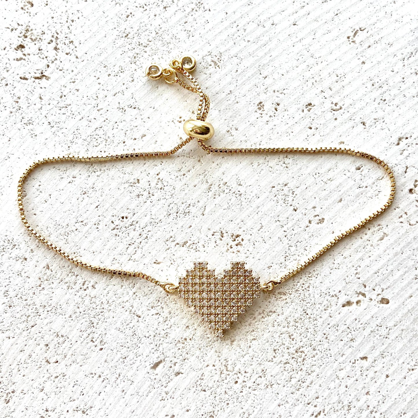 Valentine heart slider bracelet boutique salon love gift: Gold