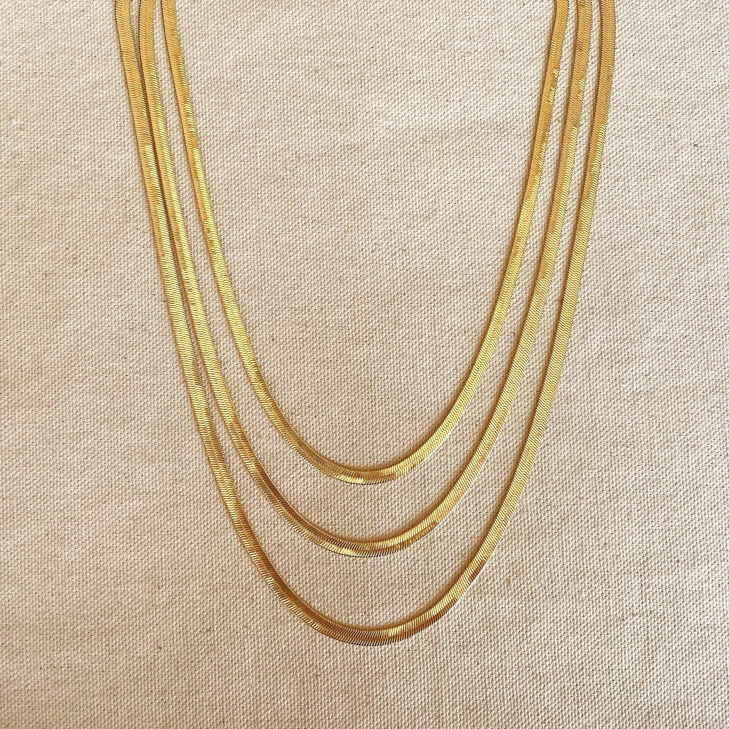 18k Gold Filled 4.0mm Thickness Herringbone Chain Necklace : 18 inches