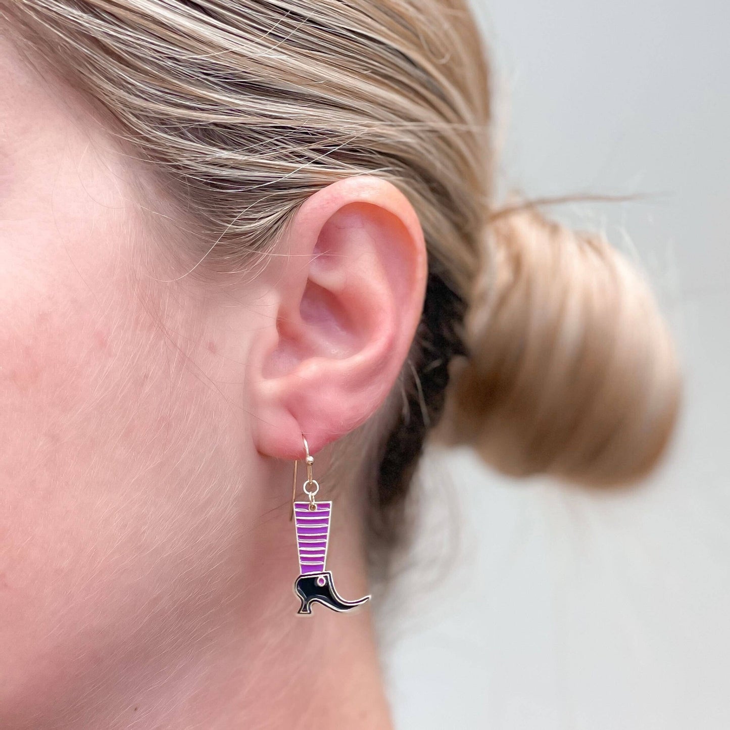 Witch's Stockings Halloween Enamel Dangle Earrings