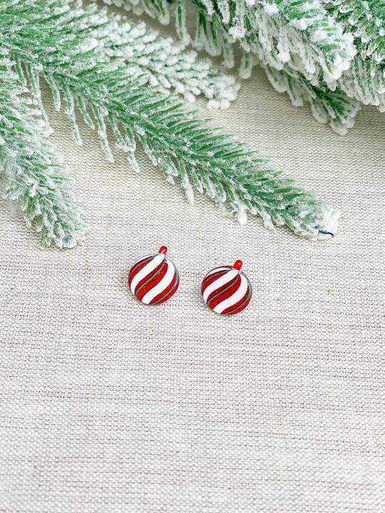 Christmas Ornament Stud - Striped Earrings