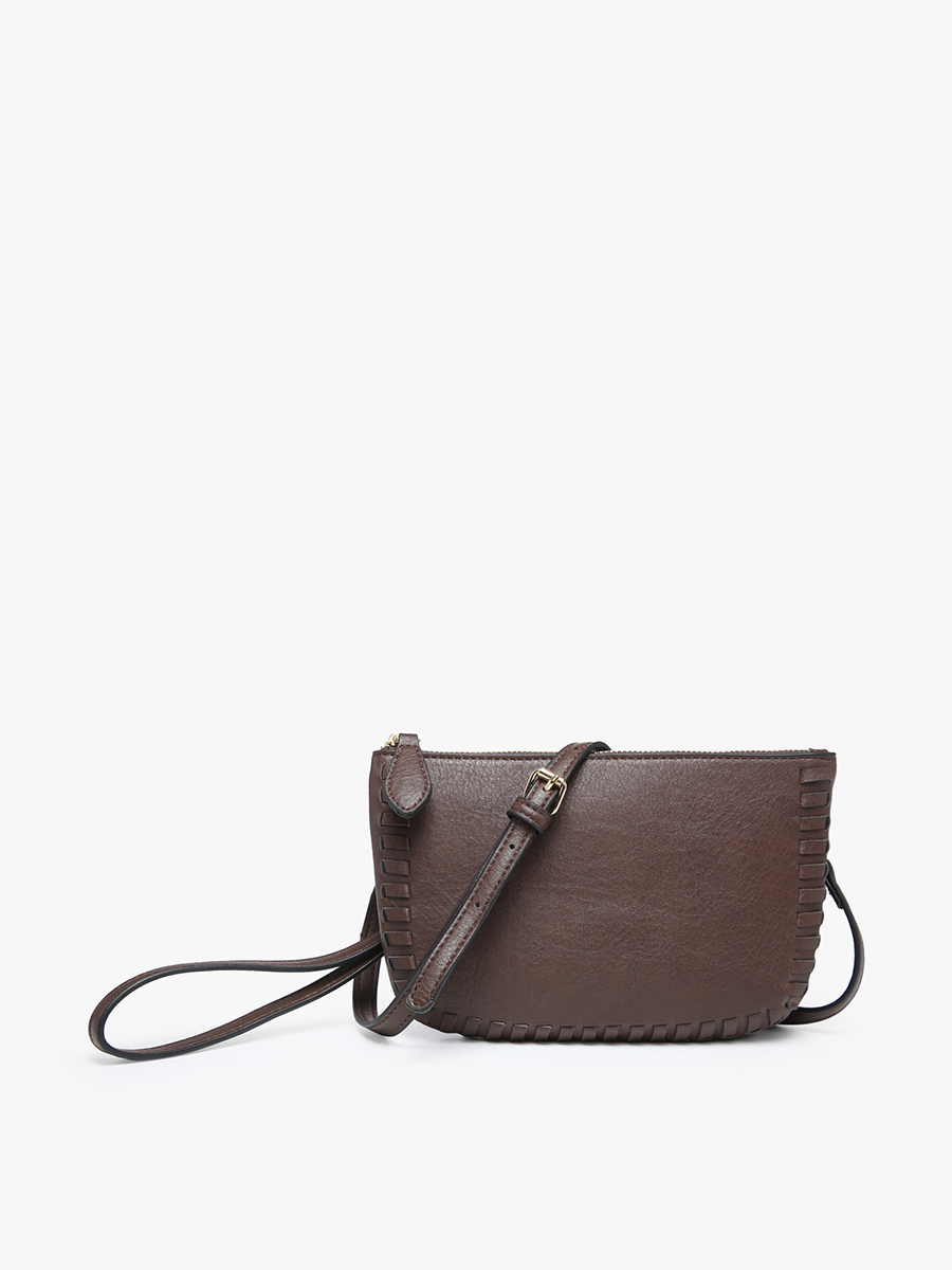 Bonnie Dual Compartment Whipstitch Crossbody: Espresso