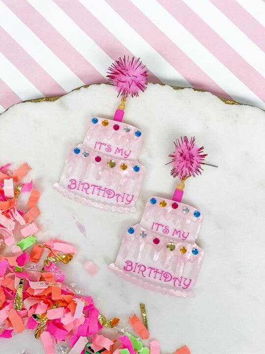 'It's My Birthday' Cake Dangle Earrings