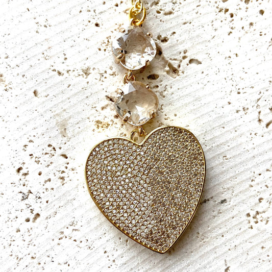Crystal heart necklace valentine jewelry boutique gift: Gold