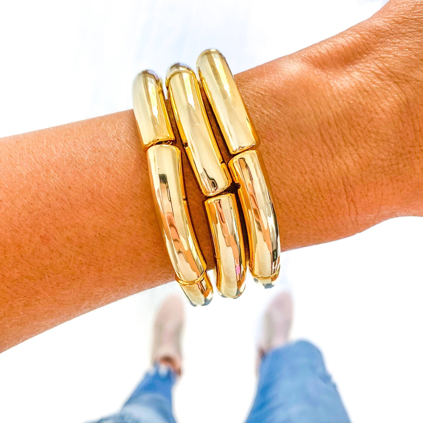 Gold Tube Bamboo Bracelet