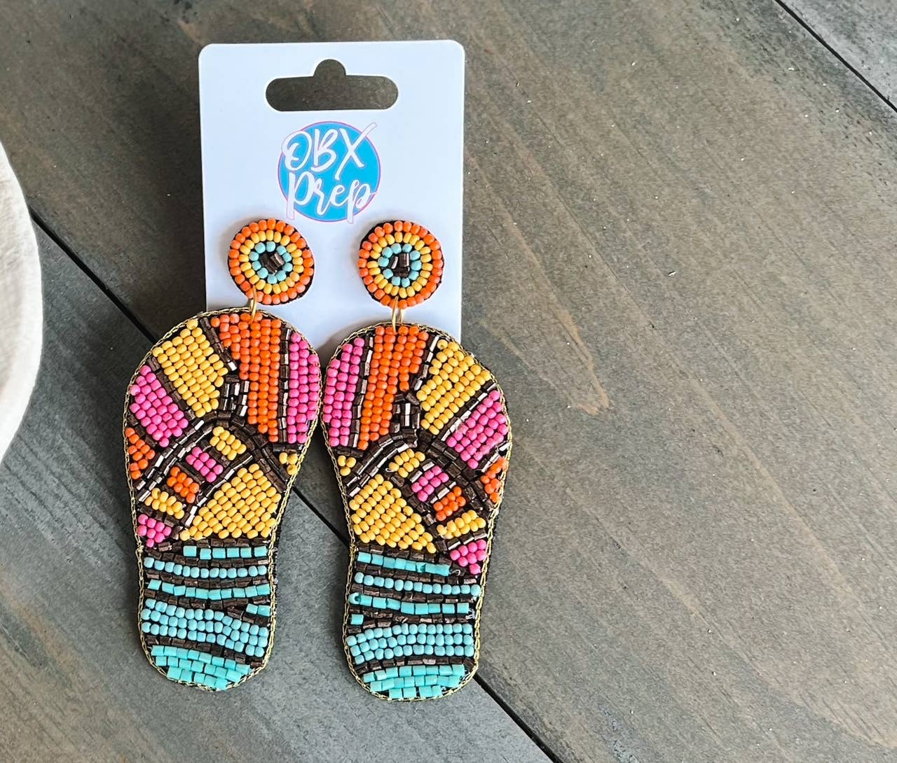 Sunset in Summer Seed Bead Dangle Flip Flop Earrings
