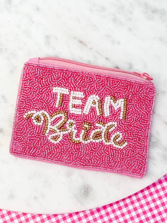 'Team Bride' Beaded Zip Pouch