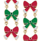 Linked Christmas Bow Earrings in Red/Green/White