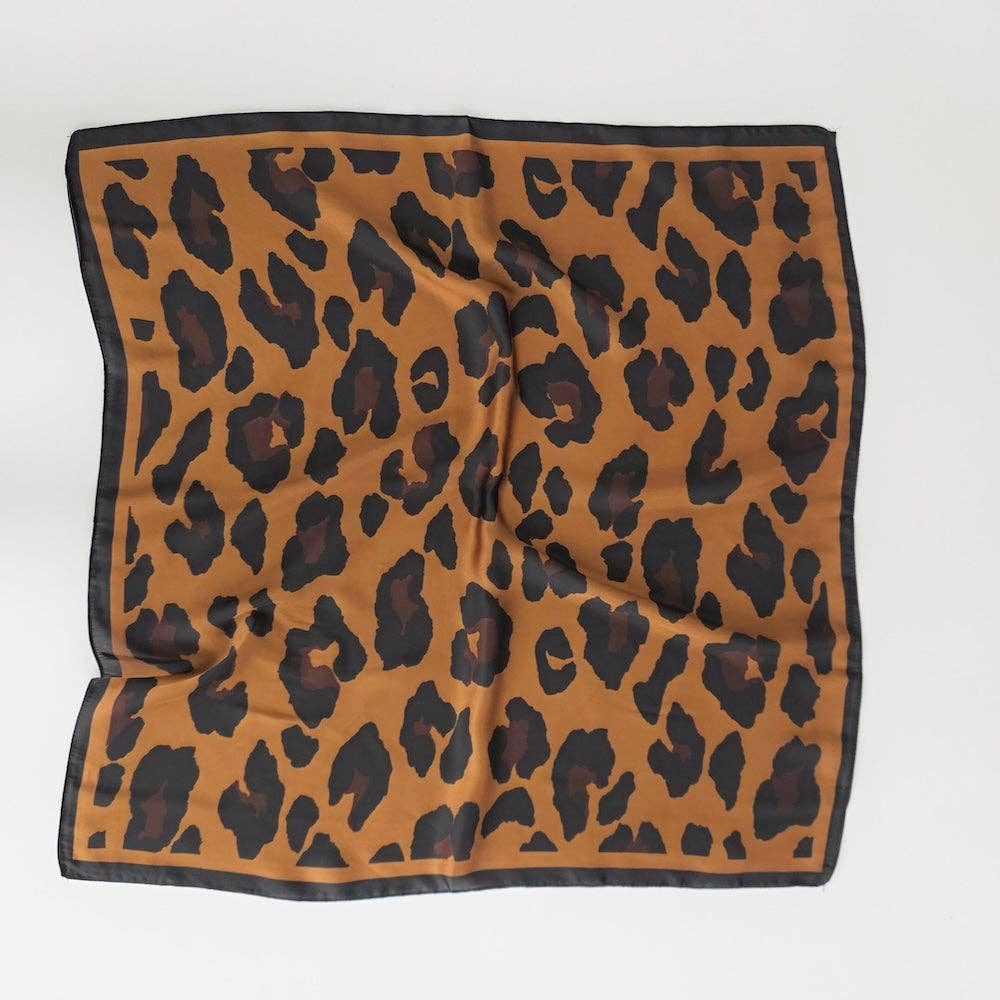 Sylvie Leopard Square Scarf: Brown