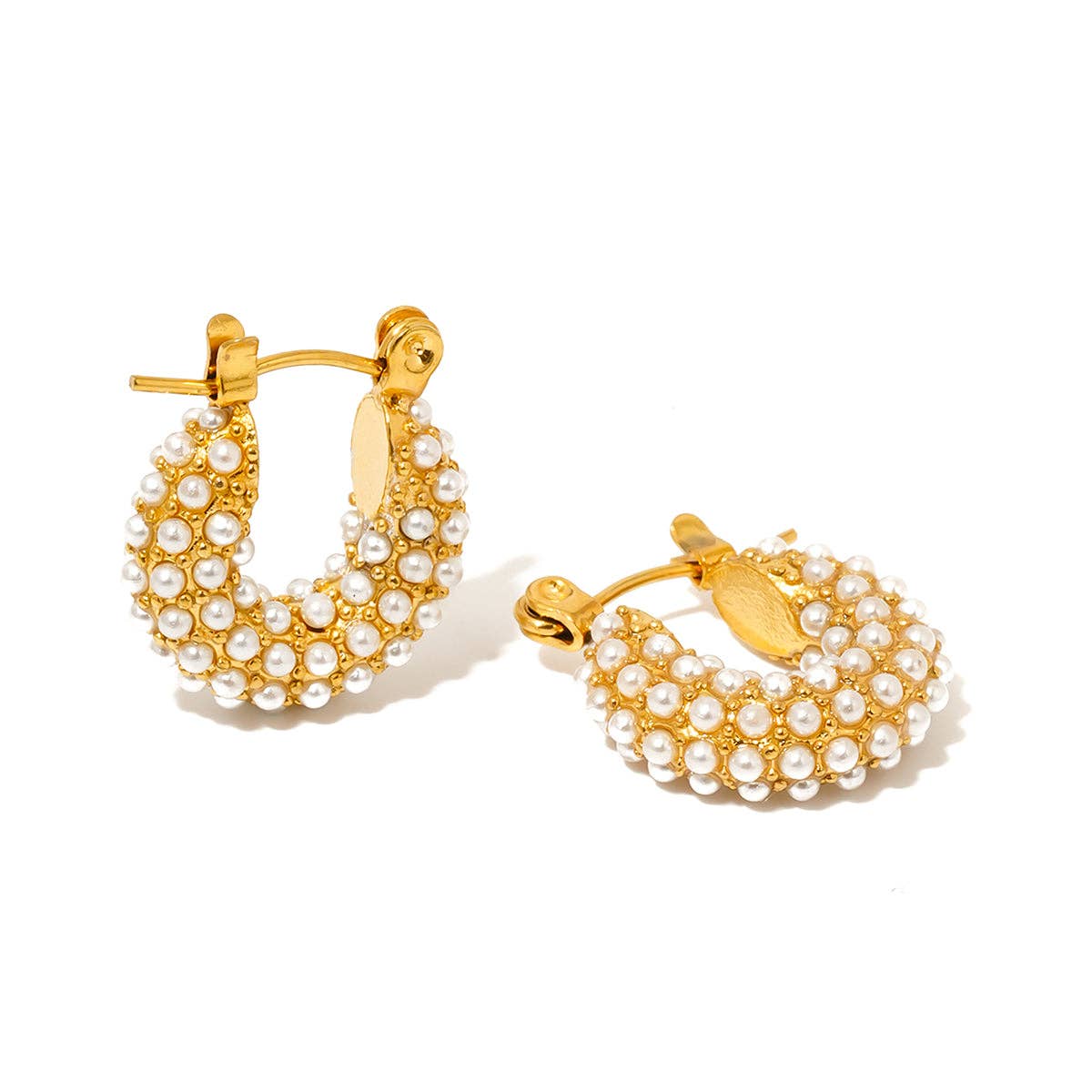 Hailey Huggie Pearl Earrings - WATERPROOF