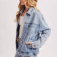 DENIM BUTTON DOWN OVERSIZED JACKET: LT.WASH / L