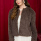 FAUX FUR OPEN FRONT JACKET (PREORDER): CREAM