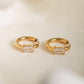 Adhara 18K Gold Non-Tarnish CZ Huggie Earrings: Yellow Gold / Square