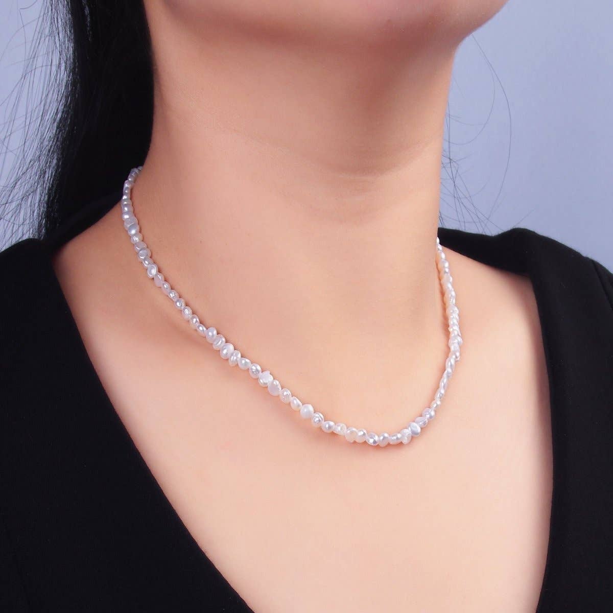 24K Gold Filled 5mm Mini Baroque Freshwater Pearl 16 Inch Necklace | WA-3020