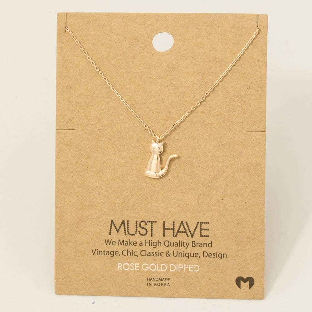 Gold Dipped Cat Pendant Necklace:G