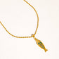 Dolphina 18K Gold Non-Tarnish Vintage Abalone Fish Necklace: Yellow Gold