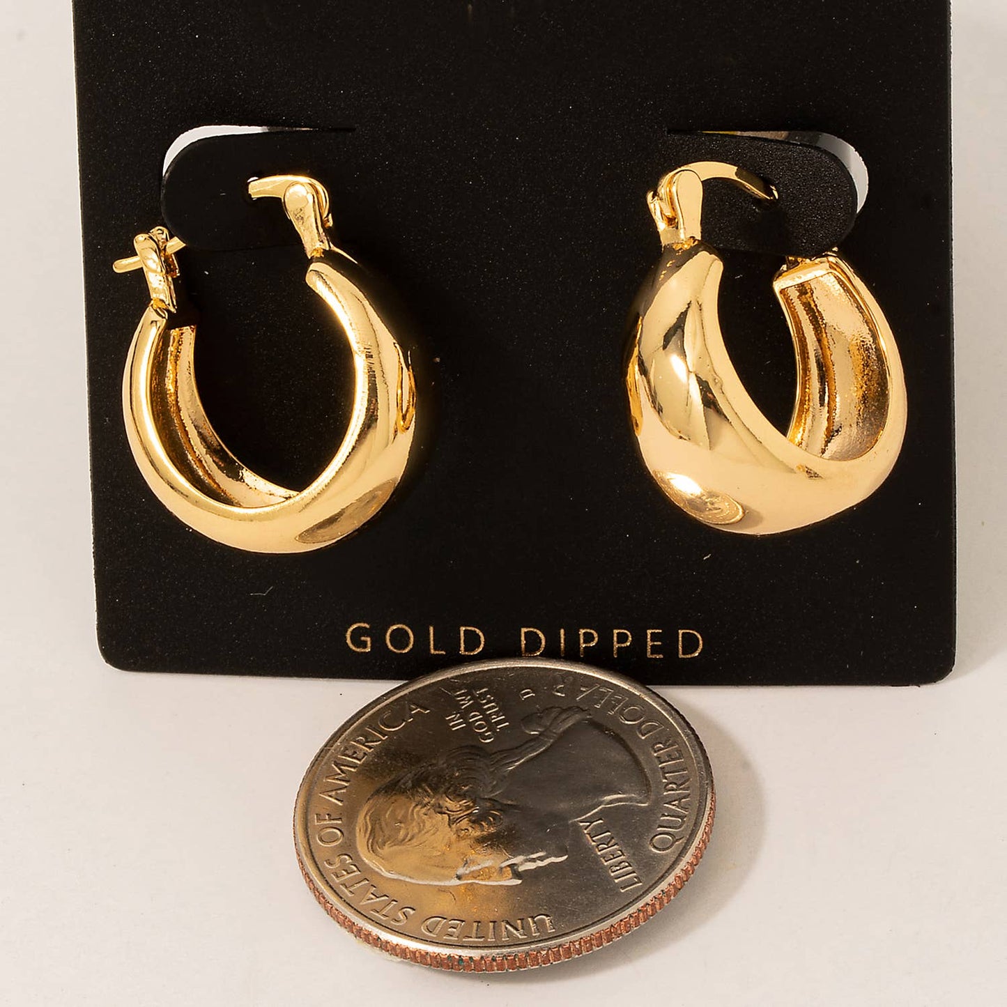 Gold Dipped Beveled Latch Hoop Earrings