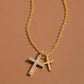 Cz Pave Double Cross Pendant Necklace: G