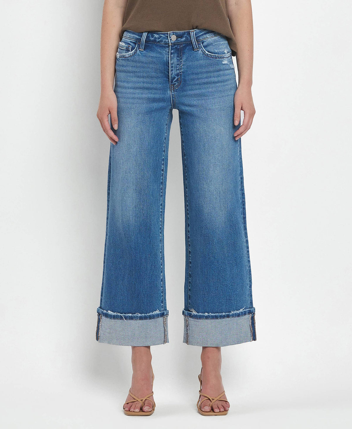 Vervet High Rise Cuffed Wide Leg Jeans