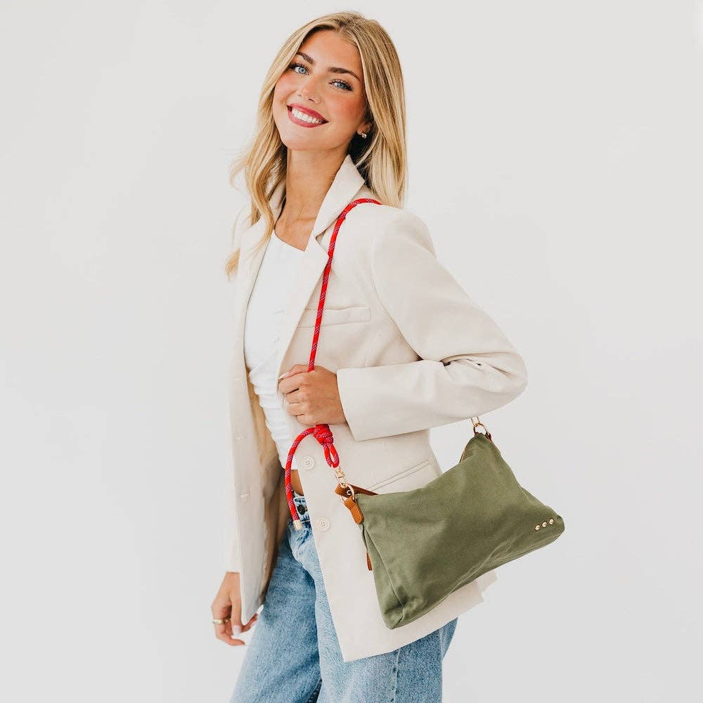 Cosette Canvas Shoulder Bag: Olive