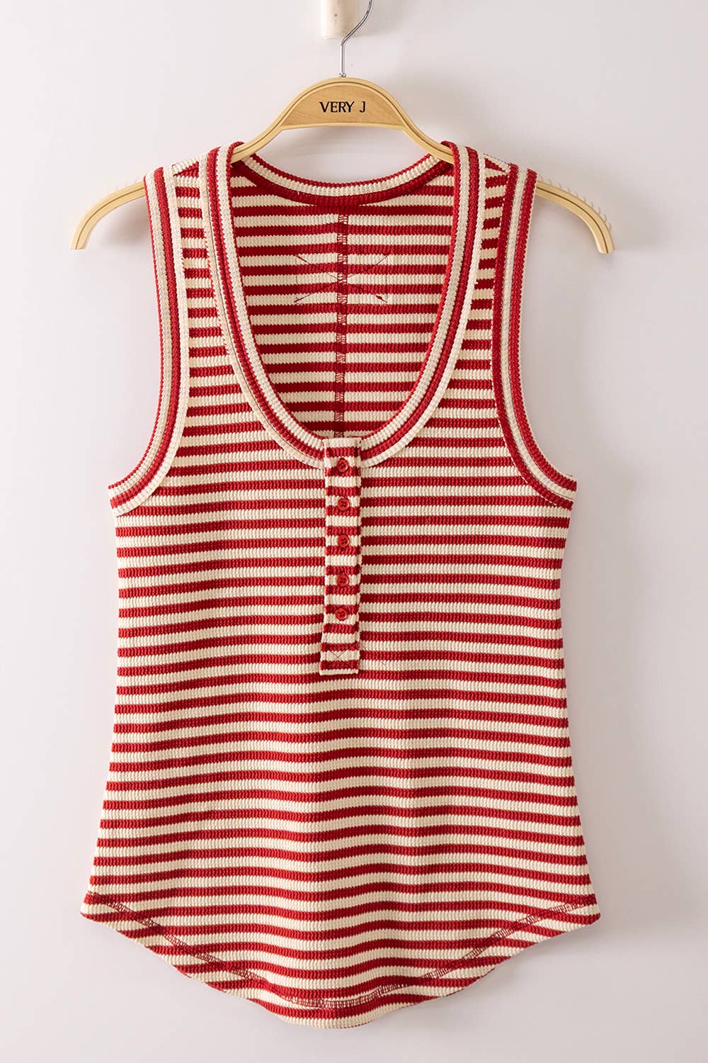 Strawberry Stripe Henley Tank Top