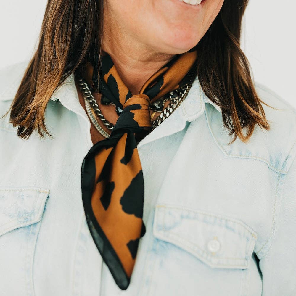 Sylvie Leopard Square Scarf: Cream