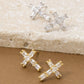Gold Dipped Cz Baguettes Cross Stud Earrings: G
