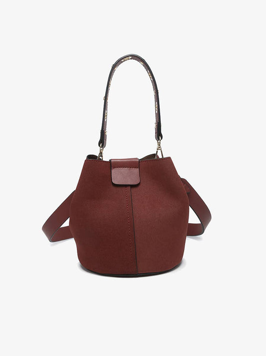 Farrah Suede Bucket Bag w/ Top Handle & Inner Bag: Wine