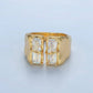 24K Gold Filled Double Baguette CZ Signet Wrap Ring | U330