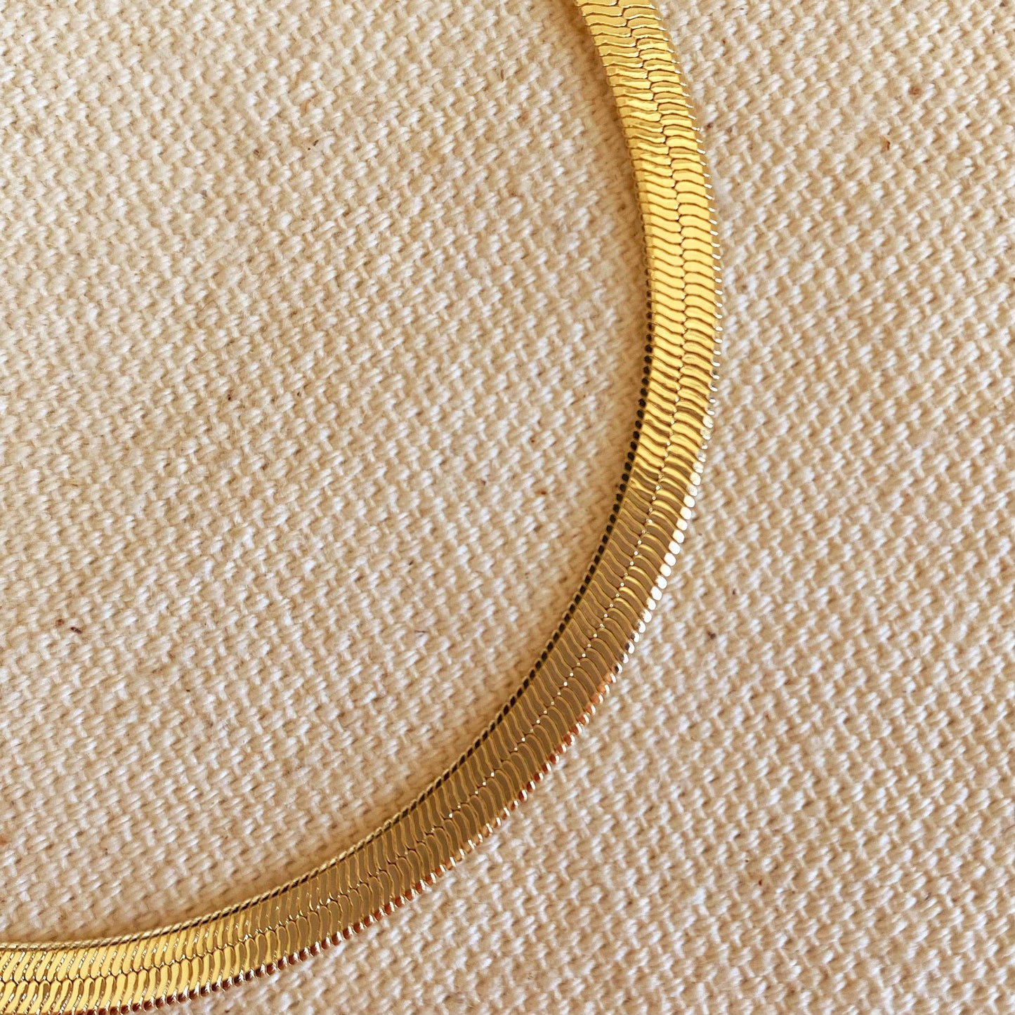 18k Gold Filled 4mm Herringbone Bracelet: 7 inches