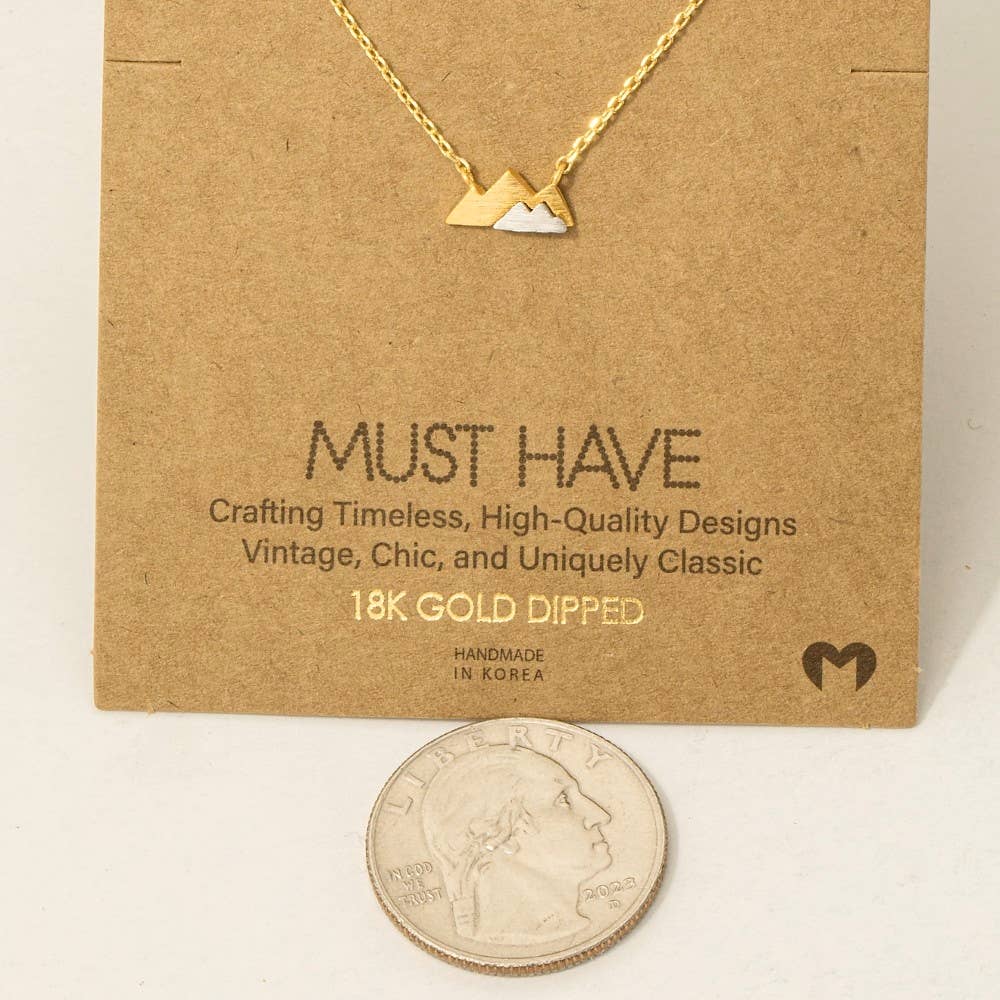 Gold Dipped Dainty Mini Mountain Pendant Necklace: SL
