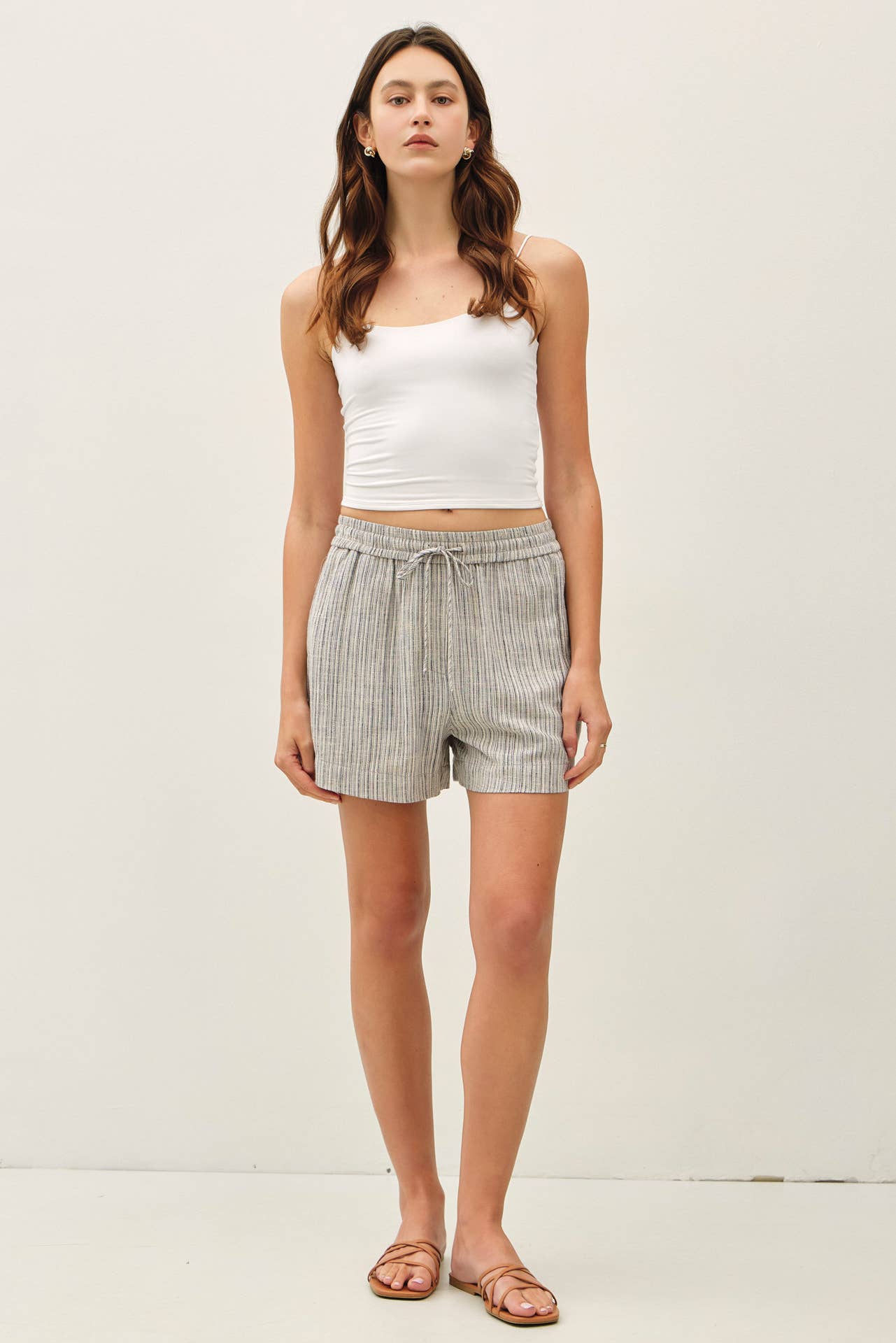 Linen Blend Shorts- Slate