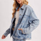 DENIM BUTTON DOWN OVERSIZED JACKET: LT.WASH / S