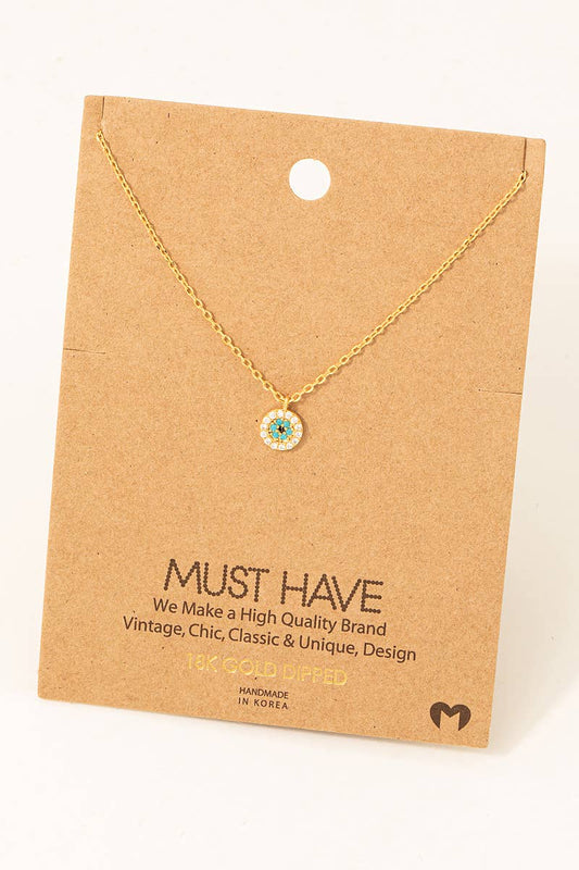 Rhinestone Trim Evil Eye Necklace