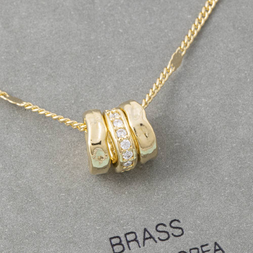 Triple Ring Charm Station Chain Necklace