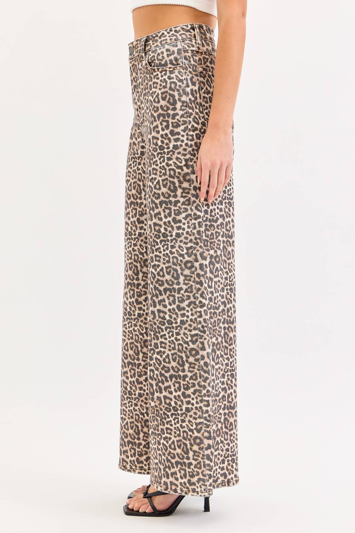 Leopard High Rise Wide Leg Jeans