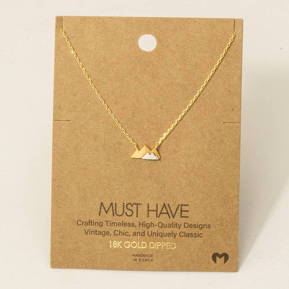 Gold Dipped Dainty Mini Mountain Pendant Necklace: GD