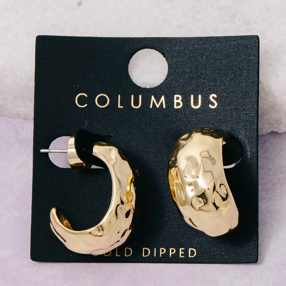 Gold Dipped Warped Wide Hoop Earrings