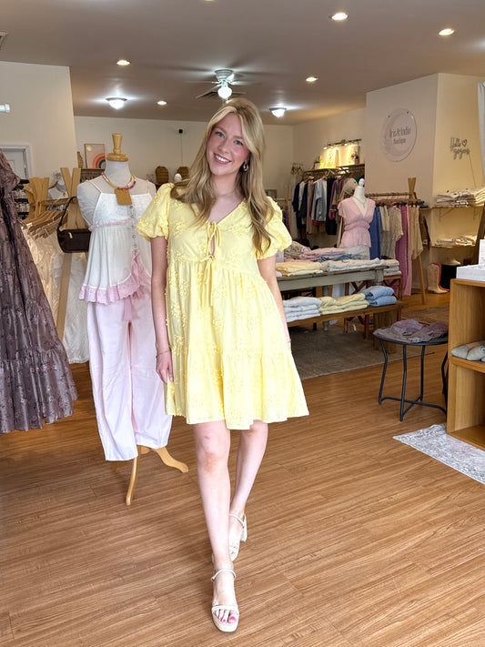 Whispering Bloom Dress - Yellow