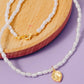 Pearl Beaded Disc Pendant Necklace: G