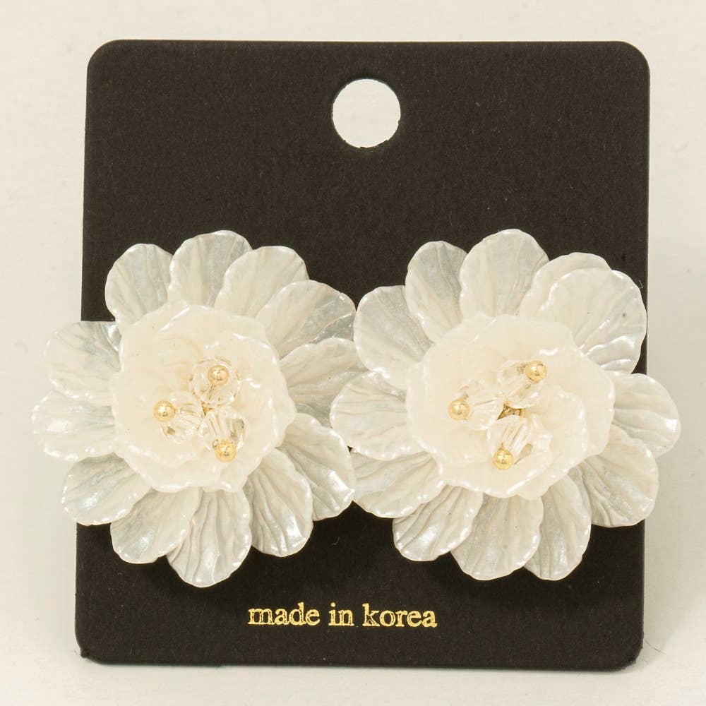 Intricate Multi Petal Flower Stud Earrings: G